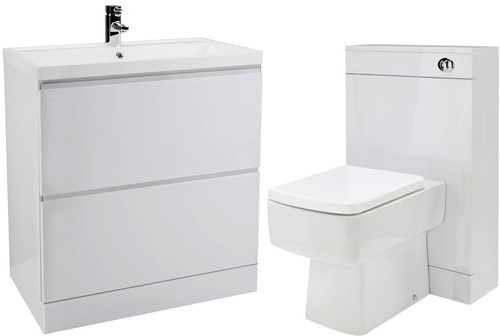 Larger image of Premier Tribute 800mm Vanity Unit Suite With BTW Unit, Pan & Seat (White).