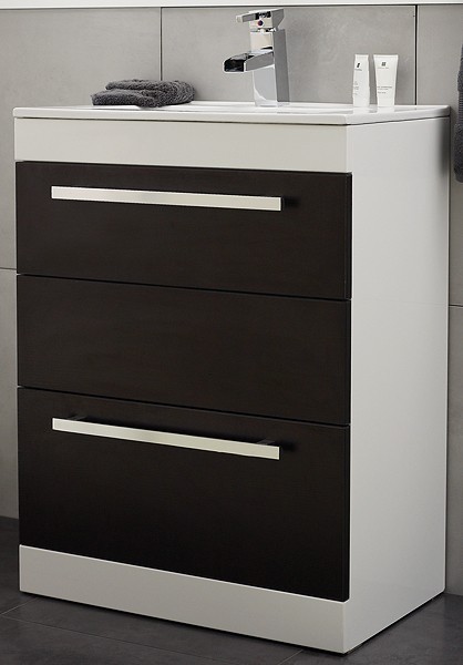 Example image of Ultra Design Vanity Unit With Ceramic Basin (Ebony Brown). 600x800x400mm.