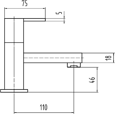 Technical image of Hudson Reed Genna Bath Filler Tap (Chrome).