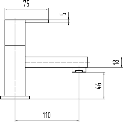 Technical image of Hudson Reed Genna Bath Shower Mixer Tap With Shower Kit & Wall Bracket.