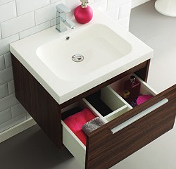 Example image of Ultra Glide Complete Bathroom Furniture Pack With Embrace Tap (Walnut).