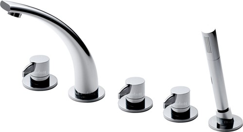 Larger image of Hudson Reed Grace 5 Tap Hole Bath Shower Mixer Tap With Shower Kit (Chrome).
