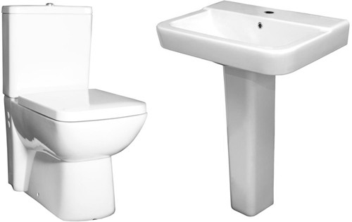 Larger image of Hudson Reed Ceramics 4 Piece Bathroom Suite With Toilet & Basin & Pedistel.