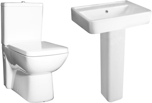 Larger image of Hudson Reed Ceramics 4 Piece Bathroom Suite With Toilet & Basin & Pedistel.