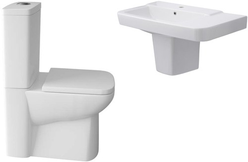 Larger image of Hudson Reed Ceramics 4 Piece Bathroom Suite With Toilet & Wall Hung Basin.