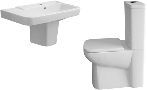 Larger image of Hudson Reed Ceramics 4 Piece Bathroom Suite With Toilet & Wall Hung Basin.