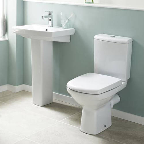 Larger image of Premier Ceramics Bathroom Suite With Toilet, 500mm Basin & Pedestal.