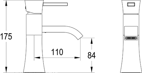 Technical image of Hudson Reed Harmony Basin Tap (Chrome).