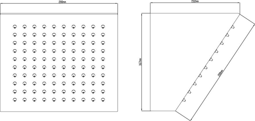 Technical image of Hudson Reed Showers Square Fixed Shower Head. 167x200mm.