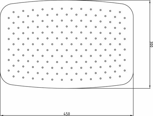 Technical image of Hudson Reed Showers Soft Rectangular Fixed Shower Head (450x300mm).