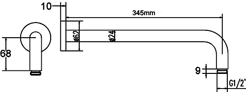 Technical image of Hudson Reed Showers Round Shower Head With Arm (200mm).