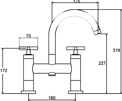 Technical image of Ultra Helix Basin Mixer & Bath Filler Tap Set (Chrome).