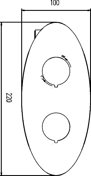 Technical image of Ultra Helix Twin Concealed Thermostatic Shower Valve (Chrome).