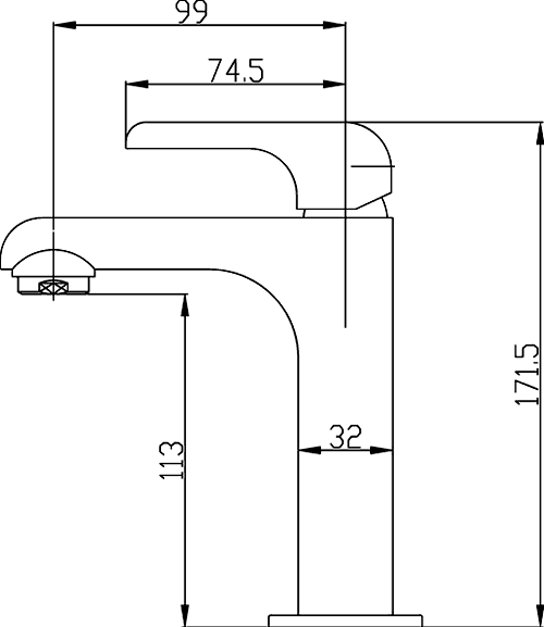 Technical image of Hudson Reed Hero Basin Tap (Chrome).