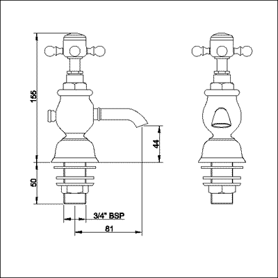 Technical image of York Basin Taps (Pair)