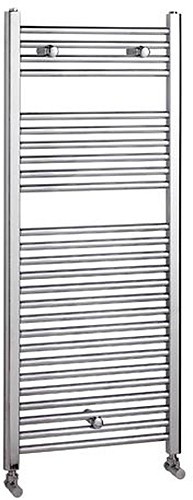 Larger image of Towel Rails Flat Straight Towel Rail (Chrome). 500x1200mm. 2741 BTU.