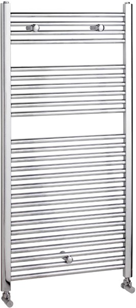 Larger image of Towel Rails Flat Straight Towel Rail (Chrome). 600x1200mm. 3210 BTU.