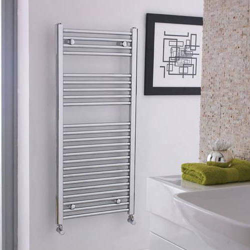 Larger image of Ultra Radiators Straight Heated Towel Rail (Chrome). 500x1100mm. 1177 BTU.