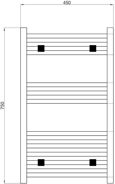 Technical image of Hudson Reed Radiators Covent Radiator (Chrome). 450x750mm. 614 BTU.