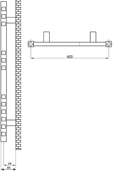 Technical image of Hudson Reed Radiators Covent Radiator (Chrome). 450x750mm. 614 BTU.