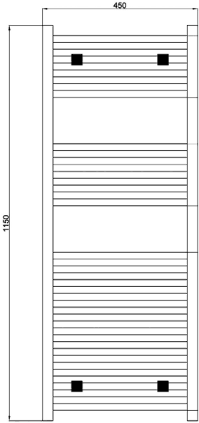 Technical image of Hudson Reed Radiators Covent Radiator (Chrome). 450x1150mm. 1150 BTU.