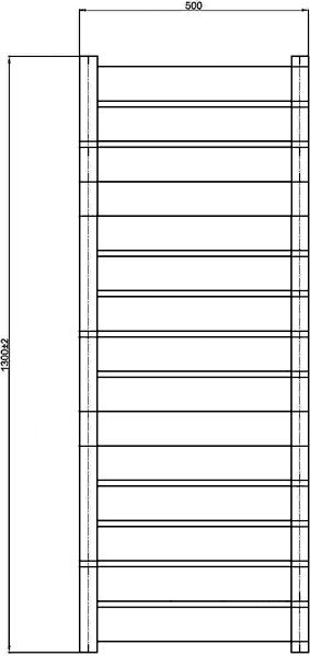 Technical image of Ultra Designer Radiators Yukon Radiator (Chrome). 500x1300mm.