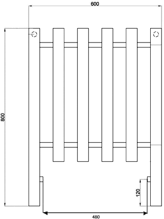 Technical image of Hudson Reed Radiators Kwai Radiator (Chrome). 600x800mm. 1589 BTU.