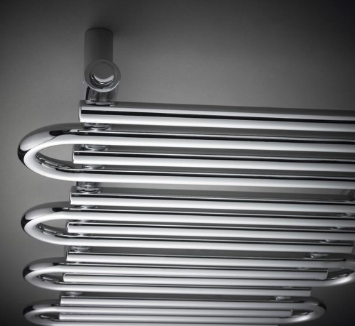 Example image of Hudson Reed Finesse Twisted Towel Radiator. 900x510 (Chrome).