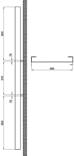 Technical image of Hudson Reed Radiators Blaze Vertical Radiator. 460x1600mm. 880 BTU.