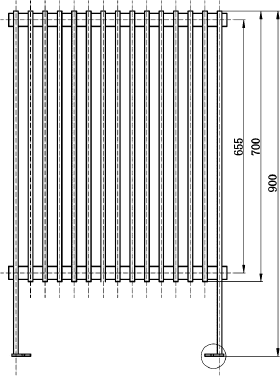 Technical image of Hudson Reed Radiators Fin Floor Mounted Radiator (Anthracite). 570x900mm.