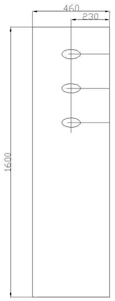 Technical image of Hudson Reed Radiators Leithl Radiator (Sliver). 460x1600mm. 1466 BTU.