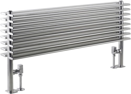 Larger image of Hudson Reed Radiators Fin Floor Mounted Radiator (Silver). 1000x504mm.