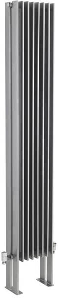 Larger image of Hudson Reed Radiators Double Panel Vertical Radiator With Legs (Silver). 1800x304mm.