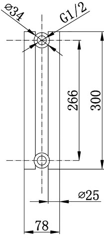 Technical image of Hudson Reed Radiators Refresh Radiator (White). 1064x300mm. 3109 BTU.