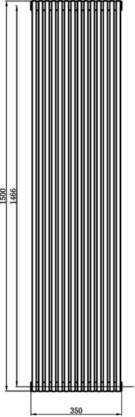 Technical image of Hudson Reed Radiators Refresh Radiator (White). 350x1500mm. 5418 BTU.