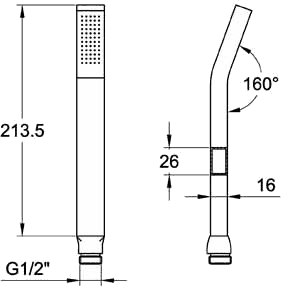 Technical image of Component Slimline Shower Handset (Chrome).