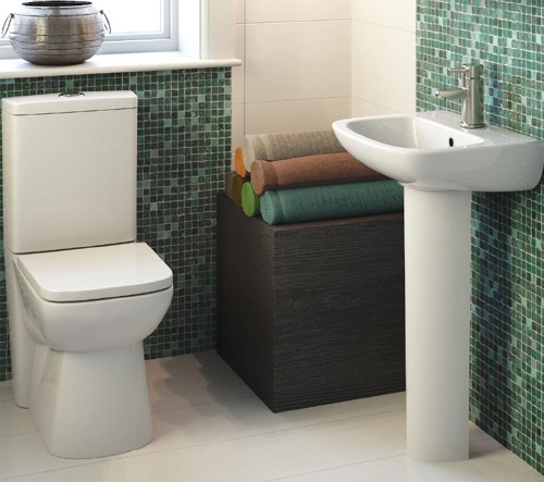 Larger image of Ultra Hobart Short Projection Toilet, 500mm Basin, Full Pedestal & Seat.