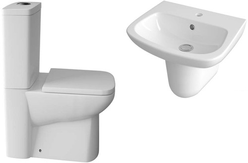 Larger image of Ultra Hobart Short Projection Toilet, 450 Basin, Semi Pedestal & Seat.