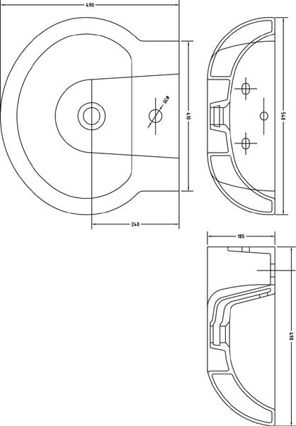 Technical image of Premier Ceramics Flush To Wall Toilet With Seat, Basin & Full Pedestal.