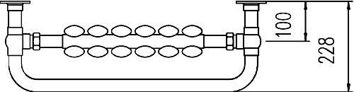 Technical image of HR Traditional President Heated Towel Rail (chrome). 640x945mm. 3520 BTU
