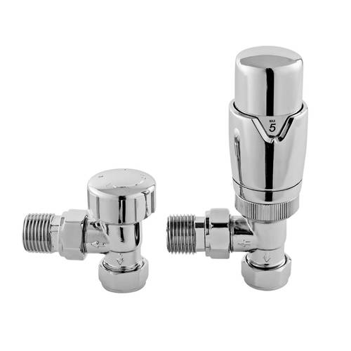 Hudson Reed Towel Rails Luxury Angled Thermostatic Radiator Valves Pack (Pair).