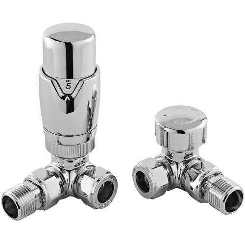 Hudson Reed Towel Rails Luxury Corner Thermostatic Radiator Valves Pack (Pair).