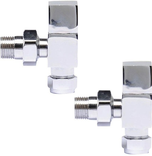 Hudson Reed Towel Rails Pure Square Radiator Valves Pack Angled (Pair).