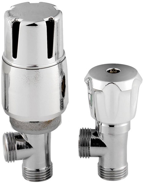Hudson Reed Towel Rails Angled Thermostatic Radiator Valve Pack (Chrome).