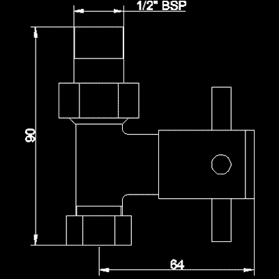 Technical image of Towel Rails Minimalist cross head straight radiator valves (pair)