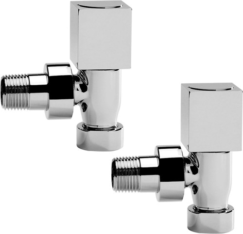 Larger image of Towel Rails Angled Radiator Valves With Square Handles (Pair).