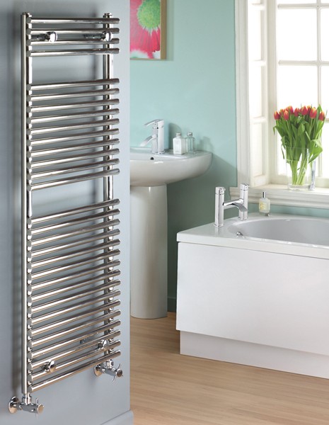 Example image of HR Pro Series 503 heated towel rail (chrome). 600x1200mm. 2125 BTU.