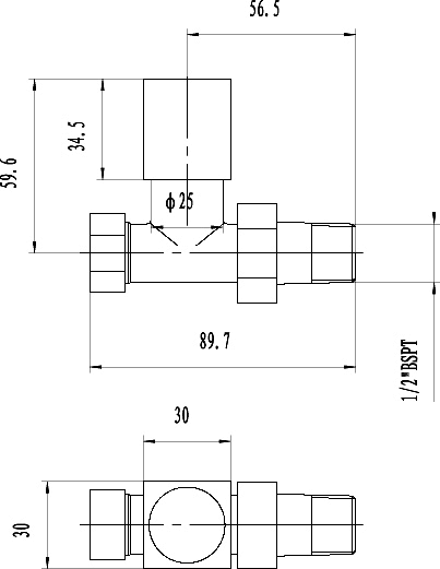 Technical image of Towel Rails Straight Radiator Valves With Square Handles (Pair).