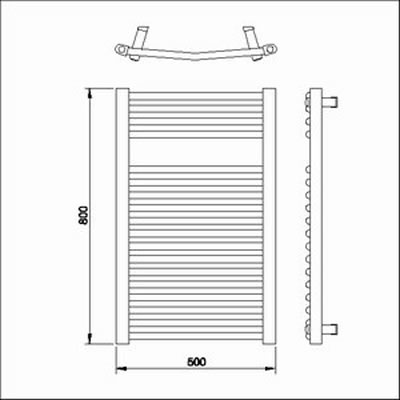 Technical image of Towel Rails Curved heated towel rail (chrome). 500x760mm. 1390 BTU.