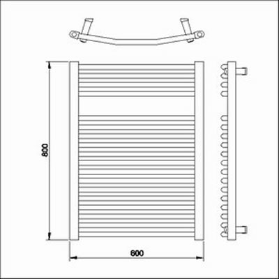 Technical image of Towel Rails Curved heated towel rail (chrome). 600x760mm. 1680 BTU.